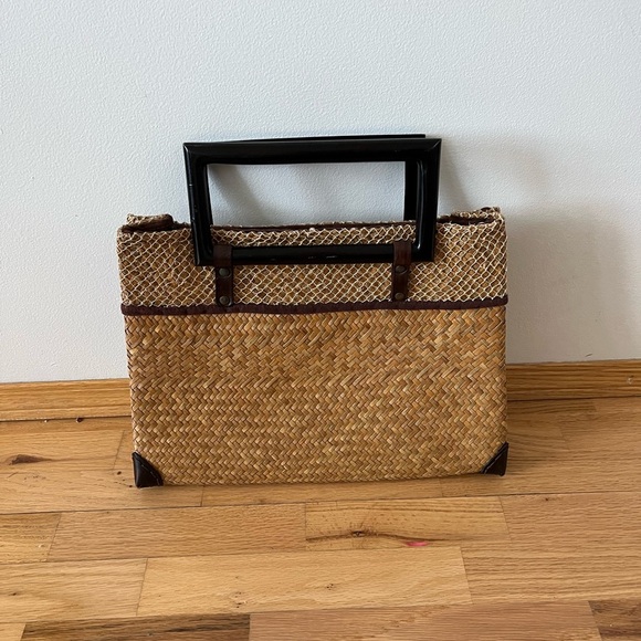 Handbags - bagWERKS Woven women’s Handbag with wood handles